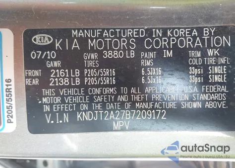 2011 Kia Soul + из США, поврежденный, VIN KNDJT2A27B7209172